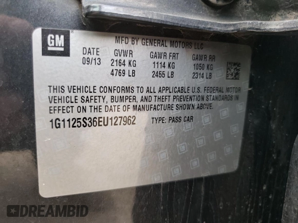 2014 Chevrolet Impala LT with VIN 1G1125S36EU127962, listed as a Copart auction lot 50957365 with 140,251 mi miles and Salvage Title. Bid and sale history available at DreamBid. Image 12.