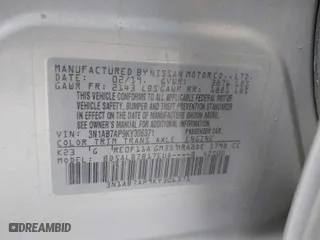 2019 Nissan Sentra S with VIN 3N1AB7AP9KY306371, listed as a IAAI auction lot 41277445 with 84,555 mi miles. Bid and sale history available at carsss.com. Image 9.