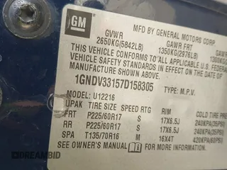 2007 Chevrolet Uplander LT w/3LT with VIN 1GNDV33157D158305, listed as a IAAI auction lot 41497886 with 148,753 mi miles. Bid and sale history available at carsss.com. Image 9.