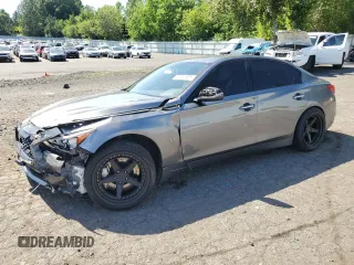 2014 Infiniti Q50 Sport with VIN JN1BV7AR1EM693471, listed as a Copart auction lot 58991305 with 144,323 mi miles and Salvage title. Bid and sale history available at DreamBid. Image 1.