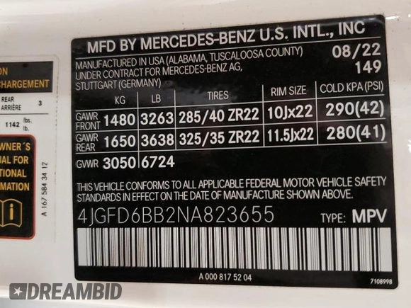 2022 Mercedes-Benz GLE 53 AMG with VIN 4JGFD6BB2NA823655, listed as a Copart auction lot 53130005 with 15,657 mi miles and Clean title. Bid and sale history available at DreamBid. Image 15.