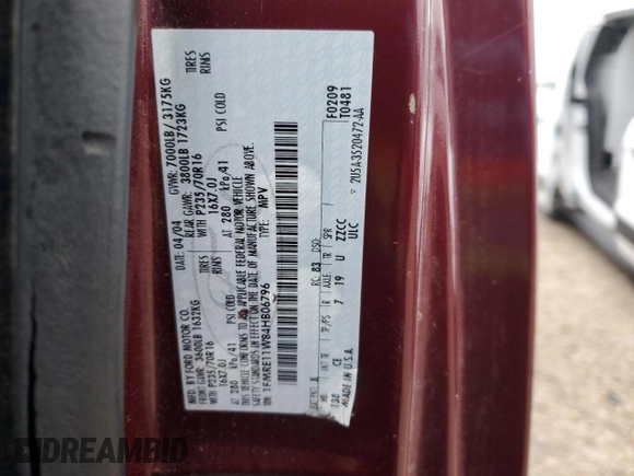 2004 Ford Econoline Passenger XL with VIN 1FMRE11W84HB06796, listed as a Copart auction lot 83033154 with 293,570 mi miles and Salvage Title. Bid and sale history available at DreamBid. Image 13.