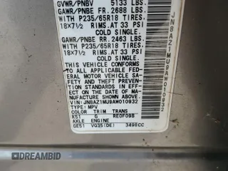 2010 Nissan Murano S z VIN JN8AZ1MU9AW010932, wystawiony jako Copart lot #51448995 z przebiegiem 185 698 mil mil oraz Szkody całkowita. Historia ofert i sprzedaży dostępna na DreamBid. Obrazek 16.