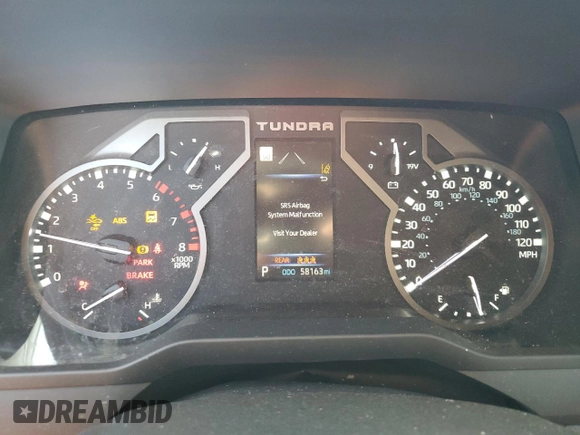 2023 Toyota Tundra SR with VIN 5TFKB5AA1PX021917, listed as a Copart auction lot 81721194 with 58,163 mi miles and Salvage title. Bid and sale history available at DreamBid. Image 9.