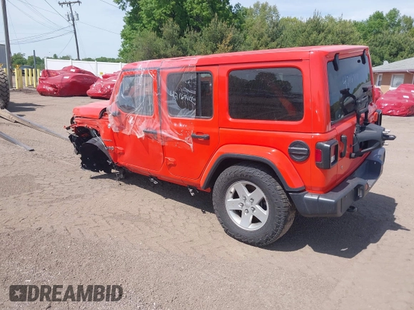 2019 Jeep Wrangler Unlimited Sahara with VIN 1C4HJXEGXKW579982, listed as a IAAI auction lot 42167111 with 98,243 mi miles and . Bid and sale history available at DreamBid. Image 3.