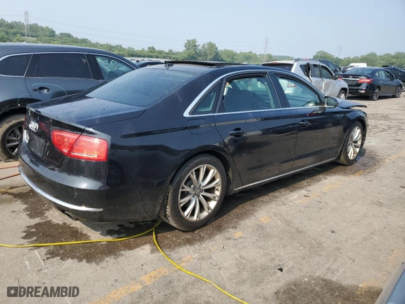 2013 Audi A8 L 3.0L with VIN WAURGAFD7DN010002, listed as a Copart auction lot 61112853 with 56,246 mi miles and Salvage Title. Bid and sale history available at carsss.com. Image 3.