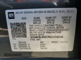 2022 Chevrolet Blazer LT z VIN 3GNKBJRS7NS208946, wystawiony jako Copart lot #54530475 z przebiegiem 27 569 mil mil oraz Szkody całkowita. Historia ofert i sprzedaży dostępna na DreamBid. Obrazek 13.