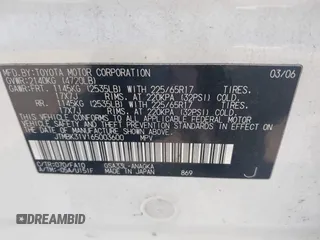 2006 Toyota RAV4 Limited with VIN JTMBK31V165003600, listed as a IAAI auction lot 42782705 with 206,215 mi miles and . Bid and sale history available at DreamBid. Image 9.