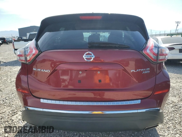 2015 Nissan Murano Platinum with VIN 5N1AZ2MH4FN284018, listed as a Copart auction lot 57793505 with 68,990 mi miles and Salvage title. Bid and sale history available at DreamBid. Image 6.