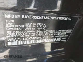 2021 BMW 5 Series 540i xDrive with VIN WBA73BJ0XMWX01449, listed as a IAAI auction lot 41630703 with 65,212 mi miles and . Bid and sale history available at DreamBid. Image 9.