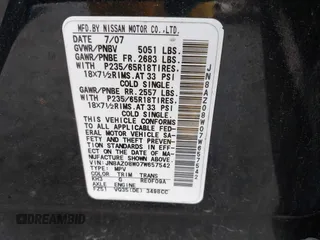 2007 Nissan Murano SL z VIN JN8AZ08W07W657542, wystawiony jako IAAI lot #42443055 z przebiegiem 116 884 mil mil oraz . Historia ofert i sprzedaży dostępna na DreamBid. Obrazek 9.