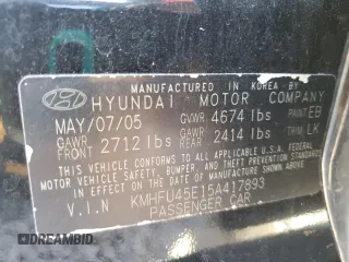 2005 Hyundai XG350 with VIN KMHFU45E15A417893, listed as a Copart auction lot 48081935 with 113,242 mi miles and Clean Title. Bid and sale history available at carsss.com. Image 12.