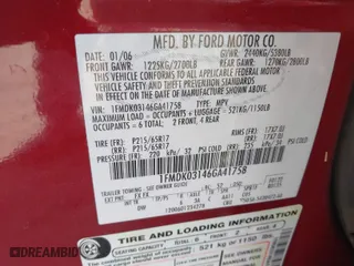 2006 Ford Freestyle Limited with VIN 1FMDK03146GA41758, listed as a IAAI auction lot 41446952 with 235,323 mi miles. Bid and sale history available at carsss.com. Image 9.