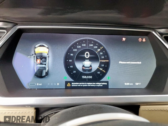 2013 Tesla Model S with VIN 5YJSA1CG0DFP15615, listed as a Copart auction lot 50795235 with 156,030 mi miles and Salvage title. Bid and sale history available at DreamBid. Image 9.