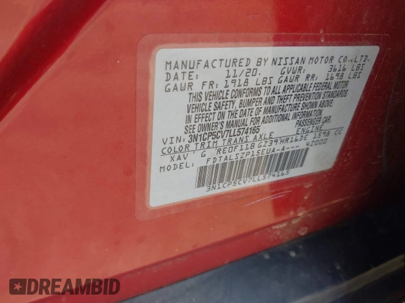 2020 Nissan Kicks SV z VIN 3N1CP5CV7LL574165, wystawiony jako IAAI lot #42161066 z przebiegiem 86 778 mil mil oraz . Historia ofert i sprzedaży dostępna na DreamBid. Obrazek 9.