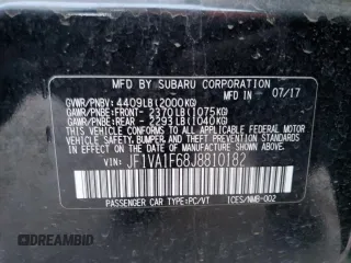 2018 Subaru WRX Limited with VIN JF1VA1F68J8810182, listed as a Copart auction lot 84710324 with 80,465 mi miles and Salvage Title. Bid and sale history available at carsss.com. Image 13.