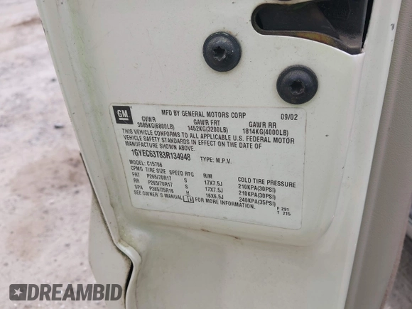 2003 Cadillac Escalade с VIN 1GYEC63T83R134948, выставлен на аукционе IAAI как лот 42321391 с пробегом 289 207 миль миль и . История ставок и продаж доступна на DreamBid. Изображение 9.