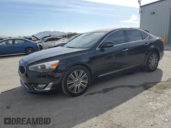 2014 Kia Cadenza Premium with VIN KNALN4D74E5130836, listed as a Copart auction lot 43482775 with 123,885 mi miles and Salvage Title. Bid and sale history available at carsss.com. Image 1.