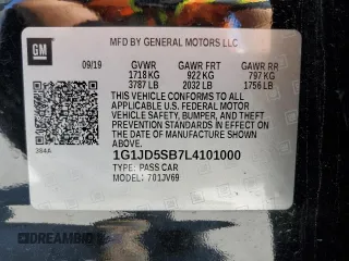 2020 Chevrolet Sonic LT with VIN 1G1JD5SB7L4101000, listed as a Copart auction lot 52336625 with 57,265 mi miles and Salvage title. Bid and sale history available at DreamBid. Image 15.
