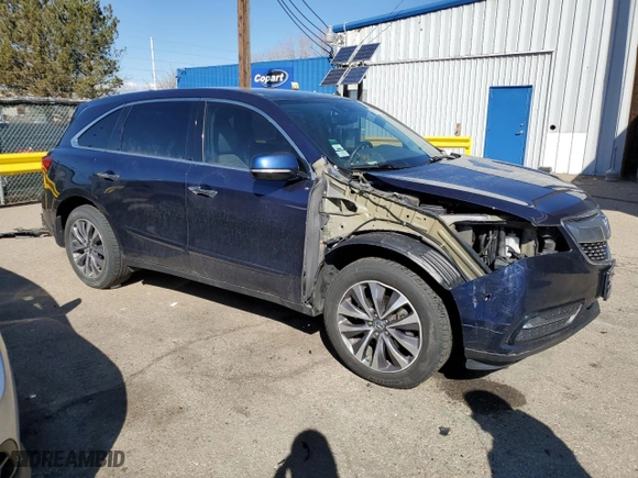 2014 Acura MDX Tech Pkg with VIN 5FRYD4H44EB004033, listed as a Copart auction lot 48028285 with 171,555 mi miles and Salvage Title. Bid and sale history available at carsss.com. Image 4.