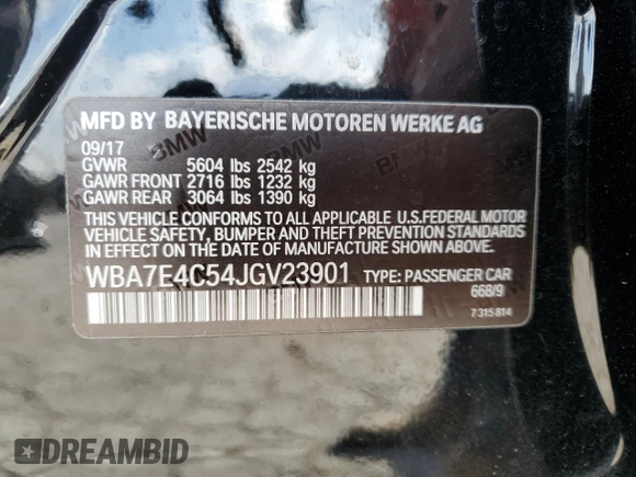 2018 BMW 7 Series 740i xDrive with VIN WBA7E4C54JGV23901, listed as a Copart auction lot 77322824 with 70,922 mi miles and Salvage Title. Bid and sale history available at carsss.com. Image 12.