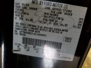 2004 Ford F-150 with VIN 2FTRF08214CA94951, listed as a Copart auction lot 53025035 with Not provided miles and Non repairable. Bid and sale history available at DreamBid. Image 12.