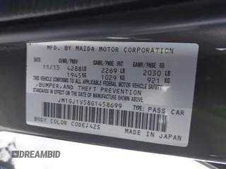 2016 Mazda Mazda6 i Touring with VIN JM1GJ1V58G1458699, listed as a IAAI auction lot 41598598 with 73,576 mi miles. Bid and sale history available at carsss.com. Image 9.