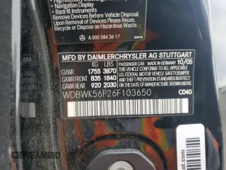 2006 Mercedes-Benz SLK 350 z VIN WDBWK56F26F103650, wystawiony jako Copart lot #45700835 z przebiegiem 120 165 mil mil oraz Czysty tytuł • Clean title. Historia ofert i sprzedaży dostępna na DreamBid. Obrazek 12.