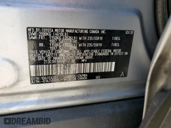 2020 Toyota RAV4 XLE Premium with VIN 2T3C1RFV4LW079612, listed as a Copart auction lot 47587375 with 40,218 mi miles and Salvage Title. Bid and sale history available at carsss.com. Image 15.