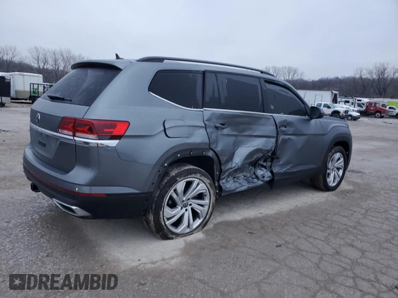 2023 Volkswagen Atlas SE with VIN 1V2JR2CA4PC537049, listed as a Copart auction lot 44129915 with 26,340 mi miles and Salvage title. Bid and sale history available at DreamBid. Image 3.
