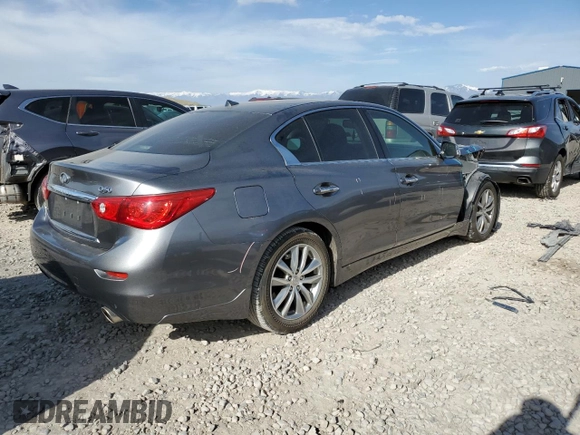 2015 Infiniti Q50 Premium with VIN JN1BV7AR6FM409737, listed as a Copart auction lot 53280395 with 65,963 mi miles and Salvage Title. Bid and sale history available at carsss.com. Image 3.