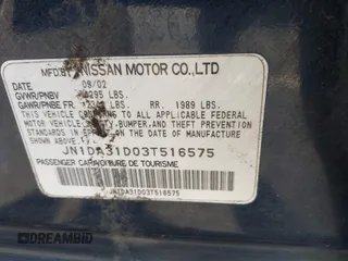 2003 Nissan Maxima SE z VIN JN1DA31D03T516575, wystawiony jako IAAI lot #42153623 z przebiegiem 176 446 mil mil oraz . Historia ofert i sprzedaży dostępna na DreamBid. Obrazek 9.