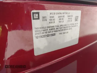 2016 Chevrolet Corvette Z51 2LT with VIN 1G1YK2D71G5115826, listed as a IAAI auction lot 42220009 with Not provided miles and . Bid and sale history available at DreamBid. Image 9.