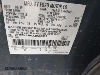 2019 Ford Edge SEL z VIN 2FMPK4J9XKBC58603, wystawiony jako IAAI lot #41814067 z przebiegiem 135 198 mil mil oraz . Historia ofert i sprzedaży dostępna na DreamBid. Obrazek 9.