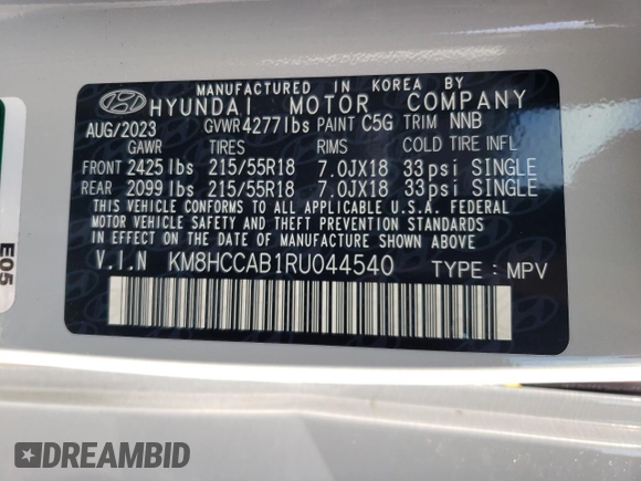 2024 Hyundai Kona SEL with VIN KM8HCCAB1RU044540, listed as a Copart auction lot 44995405 with 3,133 mi miles and Clean Title. Bid and sale history available at carsss.com. Image 12.