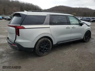 2025 Kia Carnival SX with VIN KNDNE5K34S6464842, listed as a Copart auction lot 49826435 with 11,365 mi miles and Salvage Title. Bid and sale history available at carsss.com. Image 3.