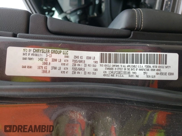 2014 Jeep Grand Cherokee Overland with VIN 1C4RJFCG8EC155109, listed as a Copart auction lot 52992825 with 128,604 mi miles and Clean Title. Bid and sale history available at carsss.com. Image 13.