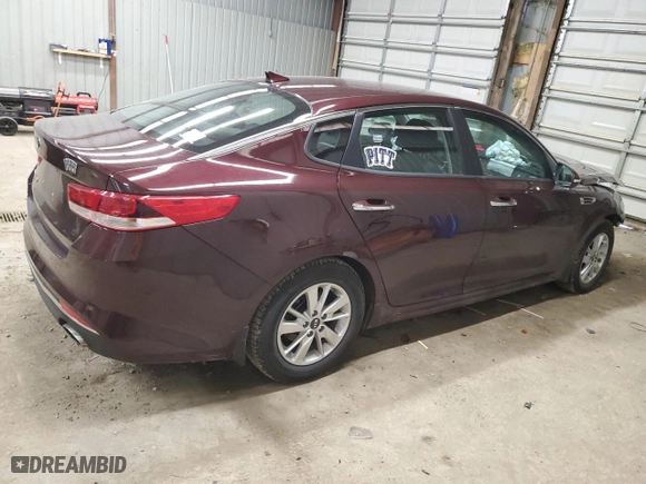 2018 Kia Optima LX with VIN 5XXGT4L31JG195657, listed as a Copart auction lot 44023745 with 26,230 mi miles and Salvage Title. Bid and sale history available at carsss.com. Image 3.
