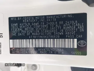 2019 Toyota Camry LE z VIN 4T1B11HKXKU786639, wystawiony jako IAAI lot #42212321 z przebiegiem 82 843 mil mil oraz . Historia ofert i sprzedaży dostępna na DreamBid. Obrazek 9.