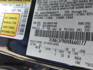 2017 Lincoln MKZ Reserve with VIN 3LN6L5F90HR660177, listed as a IAAI auction lot 42099509 with 59,821 mi miles and . Bid and sale history available at DreamBid. Image 9.