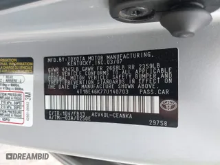 2007 Toyota Camry CE with VIN 4T1BE46K77U140703, listed as a IAAI auction lot 40193348 with 183,987 mi miles. Bid and sale history available at carsss.com. Image 9.