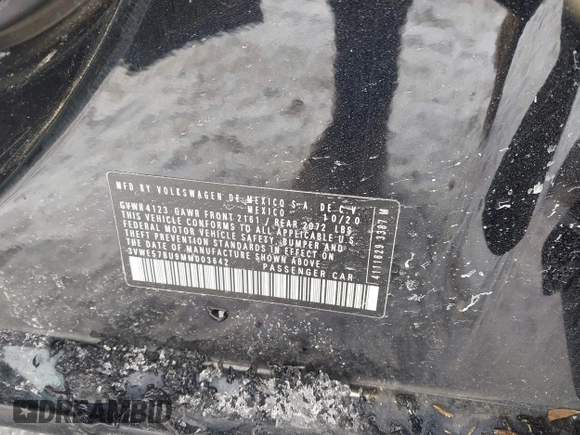 2021 Volkswagen Jetta SEL с VIN 3VWE57BU9MM003642, выставлен на аукционе IAAI как лот 41502144 с пробегом 80 584 миль миль и . История ставок и продаж доступна на DreamBid. Изображение 9.