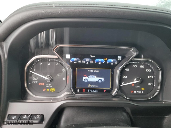 2020 GMC Sierra 1500 AT4 with VIN 3GTP9EEL6LG386041, listed as a Copart auction lot 46239035 with 57,339 mi miles and Salvage Title. Bid and sale history available at carsss.com. Image 9.