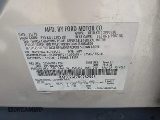 2019 Ford EcoSport SE with VIN MAJ3S2GE7KC262545, listed as a IAAI auction lot 41650639 with 32,211 mi miles and . Bid and sale history available at DreamBid. Image 9.