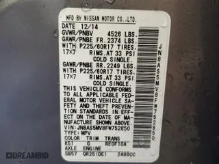 2015 Nissan Rogue Select S with VIN JN8AS5MV8FW752850, listed as a Copart auction lot 53281445 with 164,147 mi miles and Non Repairable. Bid and sale history available at carsss.com. Image 13.