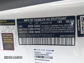 2019 Mercedes-Benz E-Class AMG E 53 with VIN WDD1J6BB9KF083601, listed as a IAAI auction lot 41618366 with 44,960 mi miles. Bid and sale history available at carsss.com. Image 9.