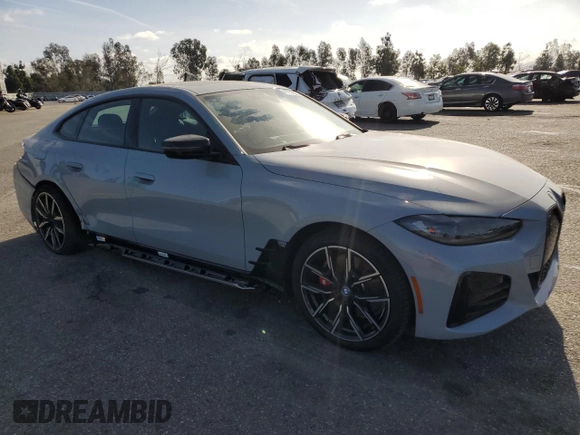 2024 BMW i4 eDrive35 with VIN WBY43AW07RFS57364, listed as a Copart auction lot 47757815 with 5,226 mi miles and Salvage Title. Bid and sale history available at carsss.com. Image 4.
