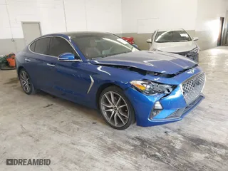 2021 Genesis G70 2.0T with VIN KMTG44LA4MU073743, listed as a IAAI auction lot 41665971 with 43,061 mi miles. Bid and sale history available at carsss.com. Image 1.