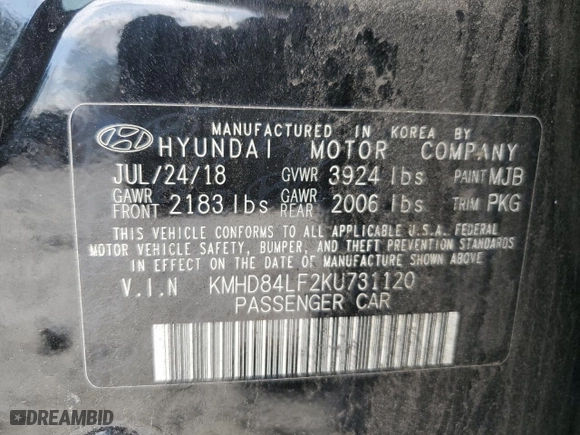 2019 Hyundai Elantra Preferred with VIN KMHD84LF2KU731120, listed as a Copart auction lot 48974415 with 133,488 mi miles and Salvage Title. Bid and sale history available at carsss.com. Image 14.