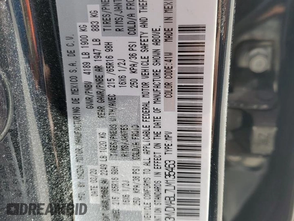 2020 Mazda CX-30 with VIN 3MVDMABL7LM135463, listed as a Copart auction lot 84154914 with 60,708 mi miles and Salvage Title. Bid and sale history available at DreamBid. Image 16.